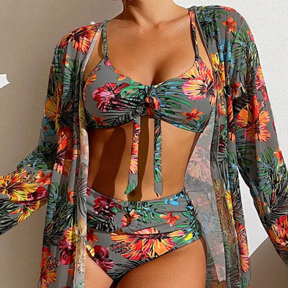 Pauline Laurent® | Ensemble bikini trois pièces avec motif floral