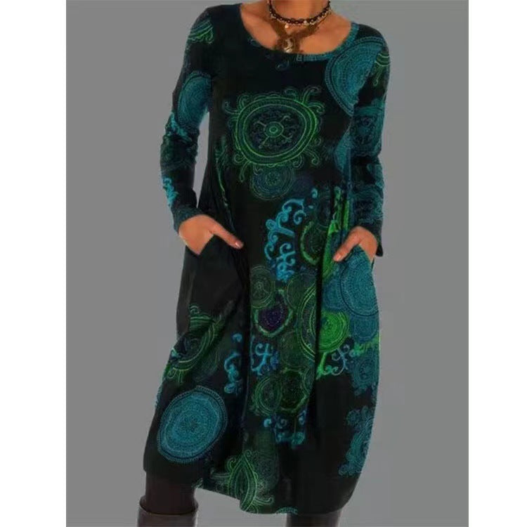 Alexia® | Robe élégante à Manches Longues Avec Imprimé Ethnique