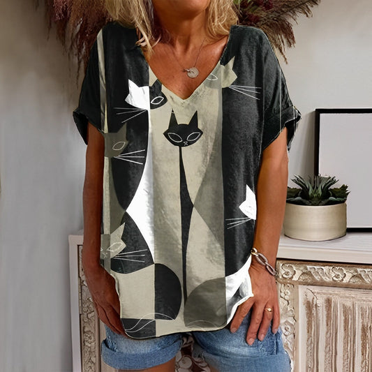 Connie® | T-shirt rétro pour femmes avec impression de chats