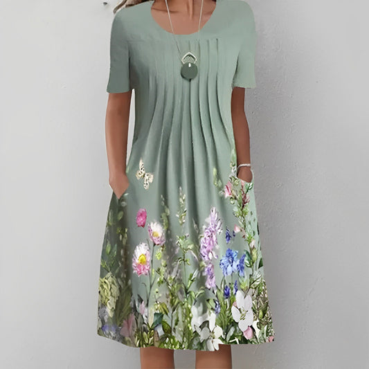 Evie® | Robe vintage à manches courtes avec imprimé floral