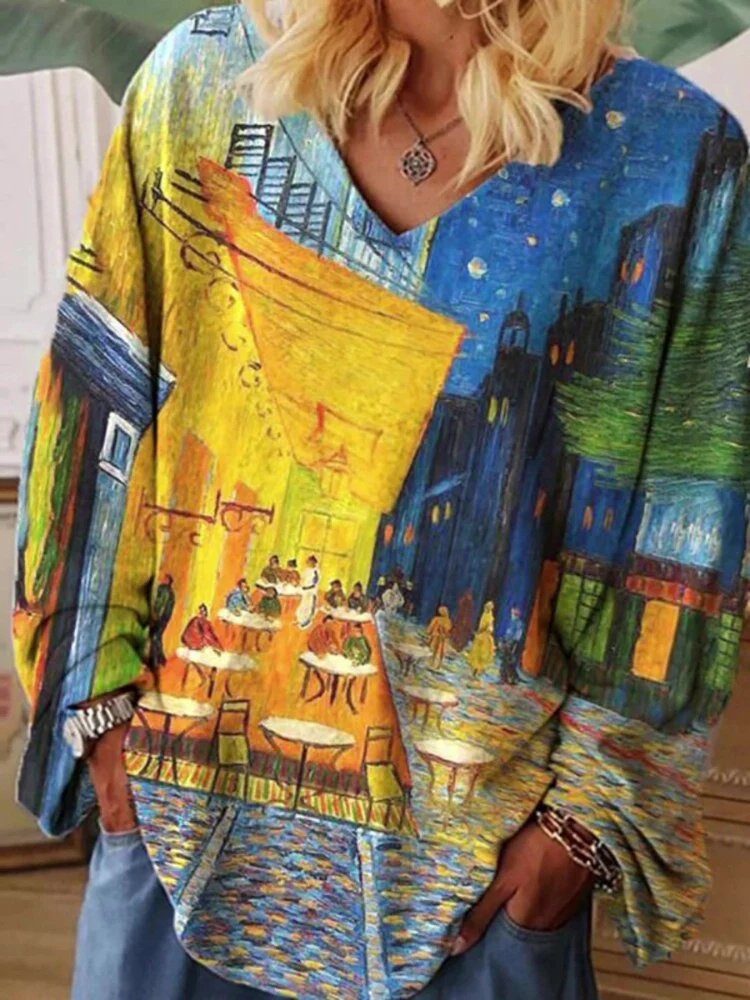 Alice Leroy® | T-shirt d'art Van Gogh avec col en V