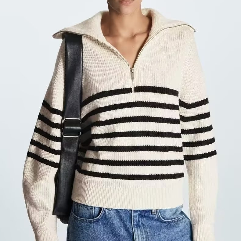 French Open Collar Wool Sweater