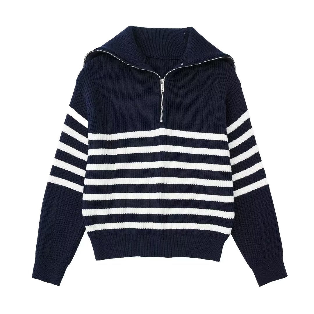 French Open Collar Wool Sweater