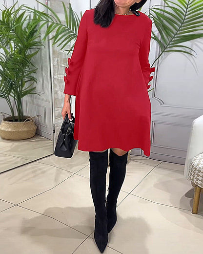 Casual Long Sleeve Knee Length Dress Green 2023 f/w casual dresses Clothes discount Dresses