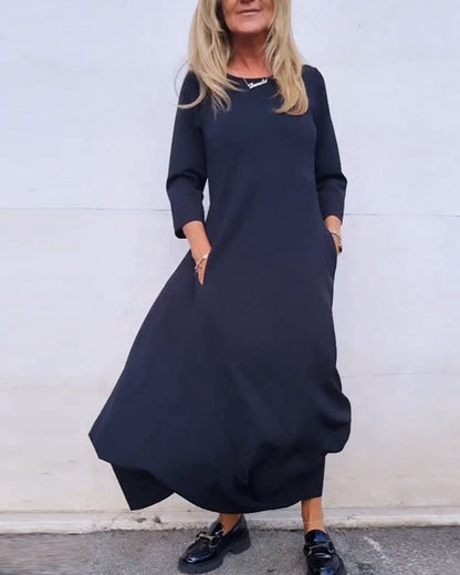 Simple solid color pocket dress Black 2023 f/w 23BF casual dresses Clothes Dresses spring