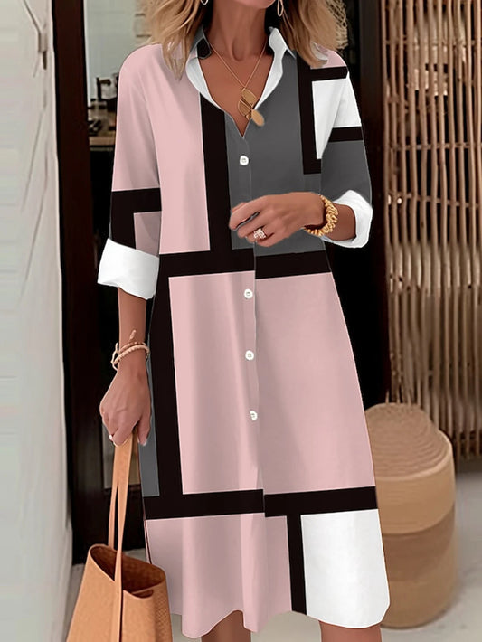 Myra® | Robe élégante à trois couleurs et boutons