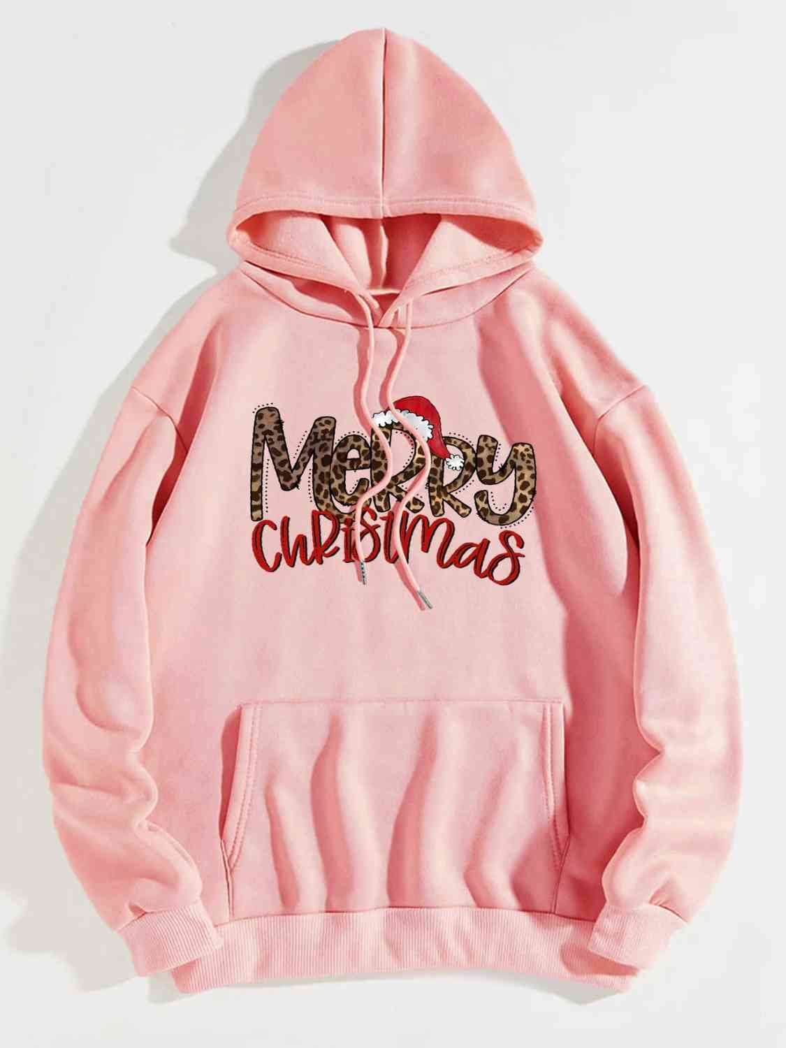 MERRY CHRISTMAS Graphic Drawstring Hoodie Black Christmas christmas sweater clothes E@M@E Ship From Overseas