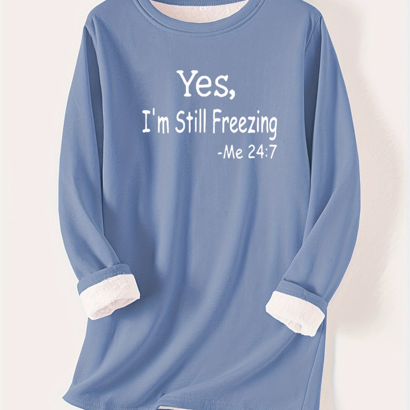 Women's I’m Still Freezing Long Sleeve Fleece Nightdress in 12 Colors S-5XL - Wazzi's Wear