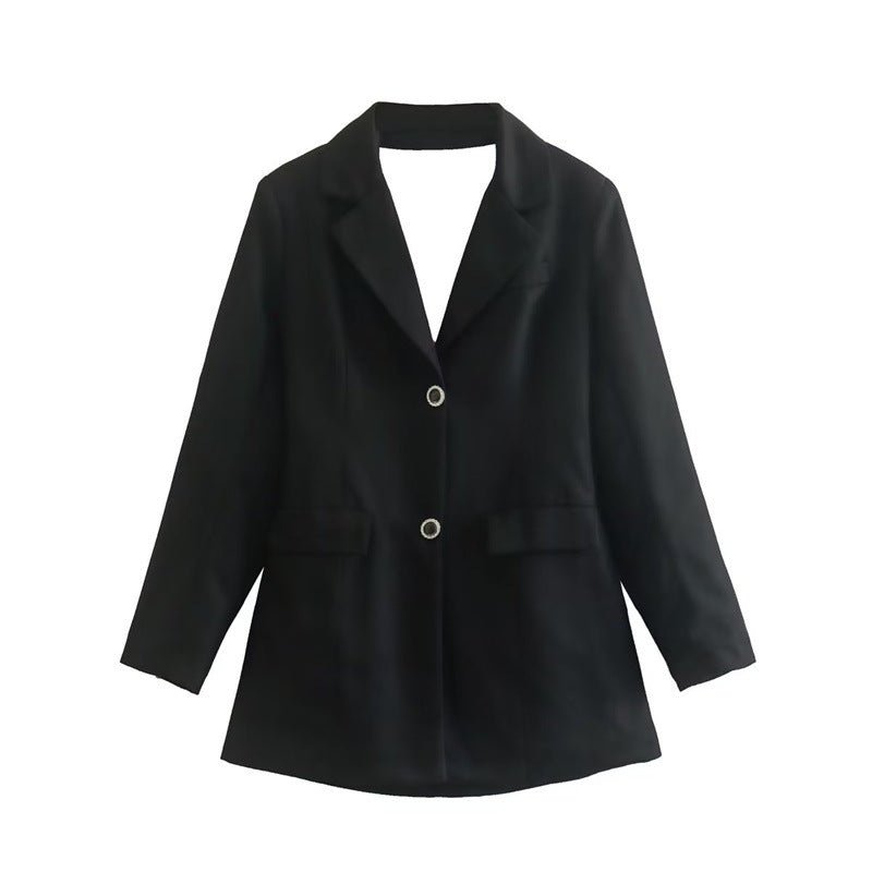 Backless Bow Dress Black Blazer for Autumn/Winter Women's Collection by Zaura    