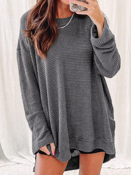 Casual Chunky Knit Mock Neck  Long Sleeve Split Pullover Sweater