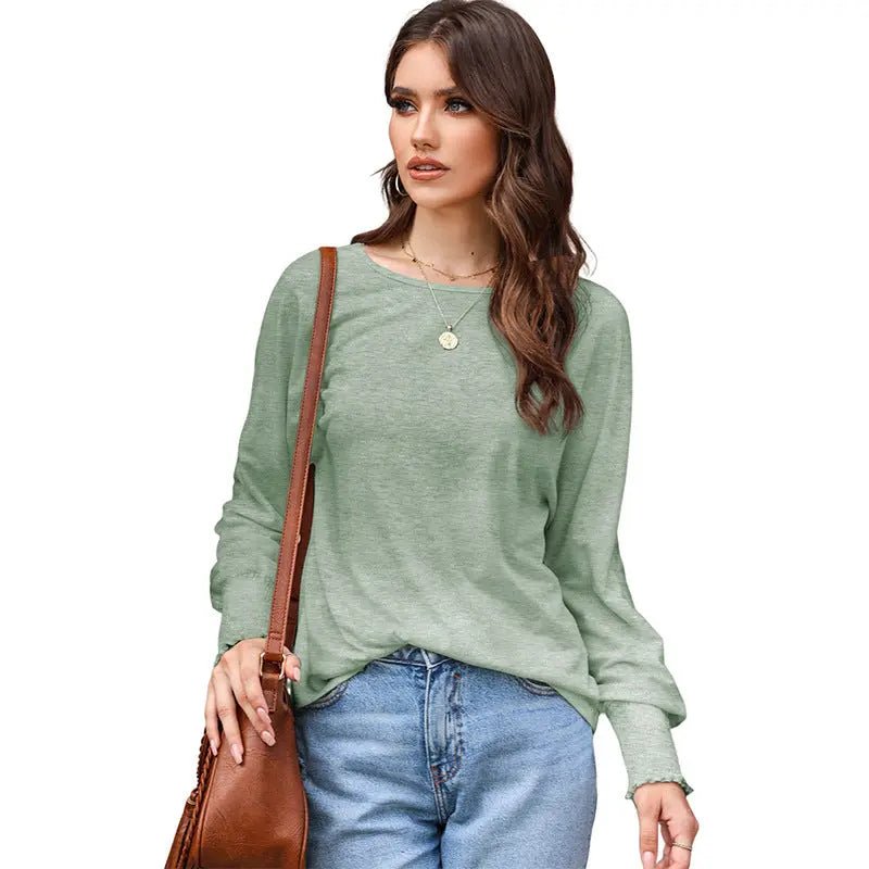 Cozy and Chic Autumn Winter Women's Long Sleeve Top  S Green 