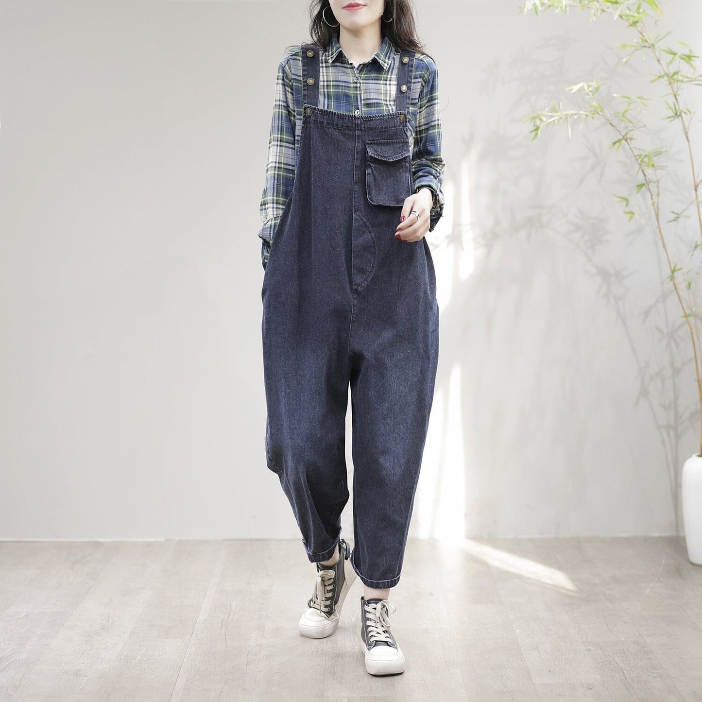 Spring Summer Casual Loose Patchwork Denum Jumpsuit