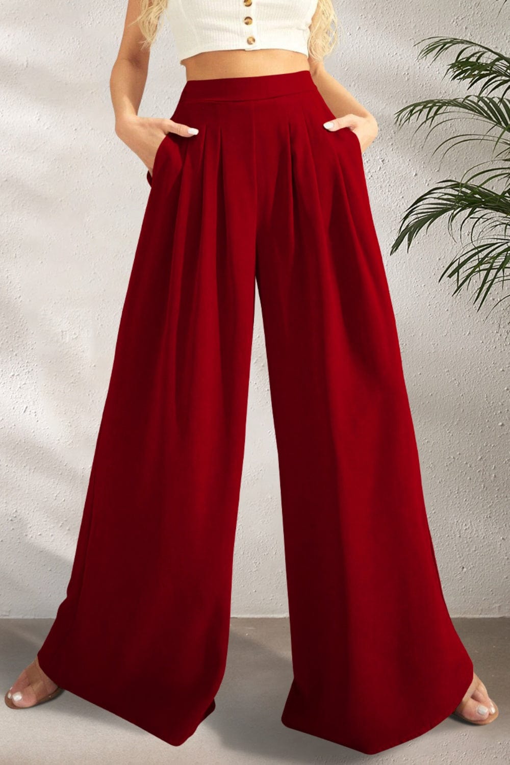 The802Gypsy Bottoms/Pants & Culotte Dark Blue / S GYPSY-High Waist Wide Leg Trouser Pants