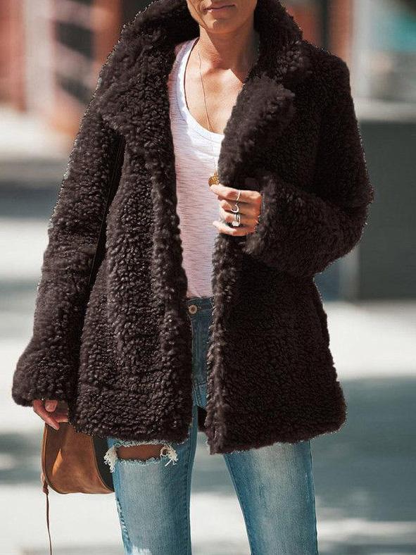 Women's Coats Lapel Long Sleeve Granular Velvet Solid Coat - Coats & Jackets - INS | Online Fashion Free Shipping Clothing, Dresses, Tops, Shoes - 20-30 - 24/09/2021 - COA2109241160