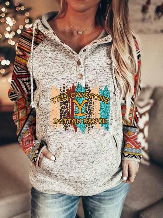 Women's Hoodies Printed Button Pocket Long Sleeve Hoodie - Hoodies - INS | Online Fashion Free Shipping Clothing, Dresses, Tops, Shoes - 16/11/2021 - 20-30 - color-black